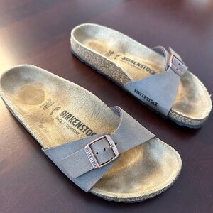 Birkenstock Madrid Birkibuc Mocha one-strap sandal  size 38 (7.5/8)